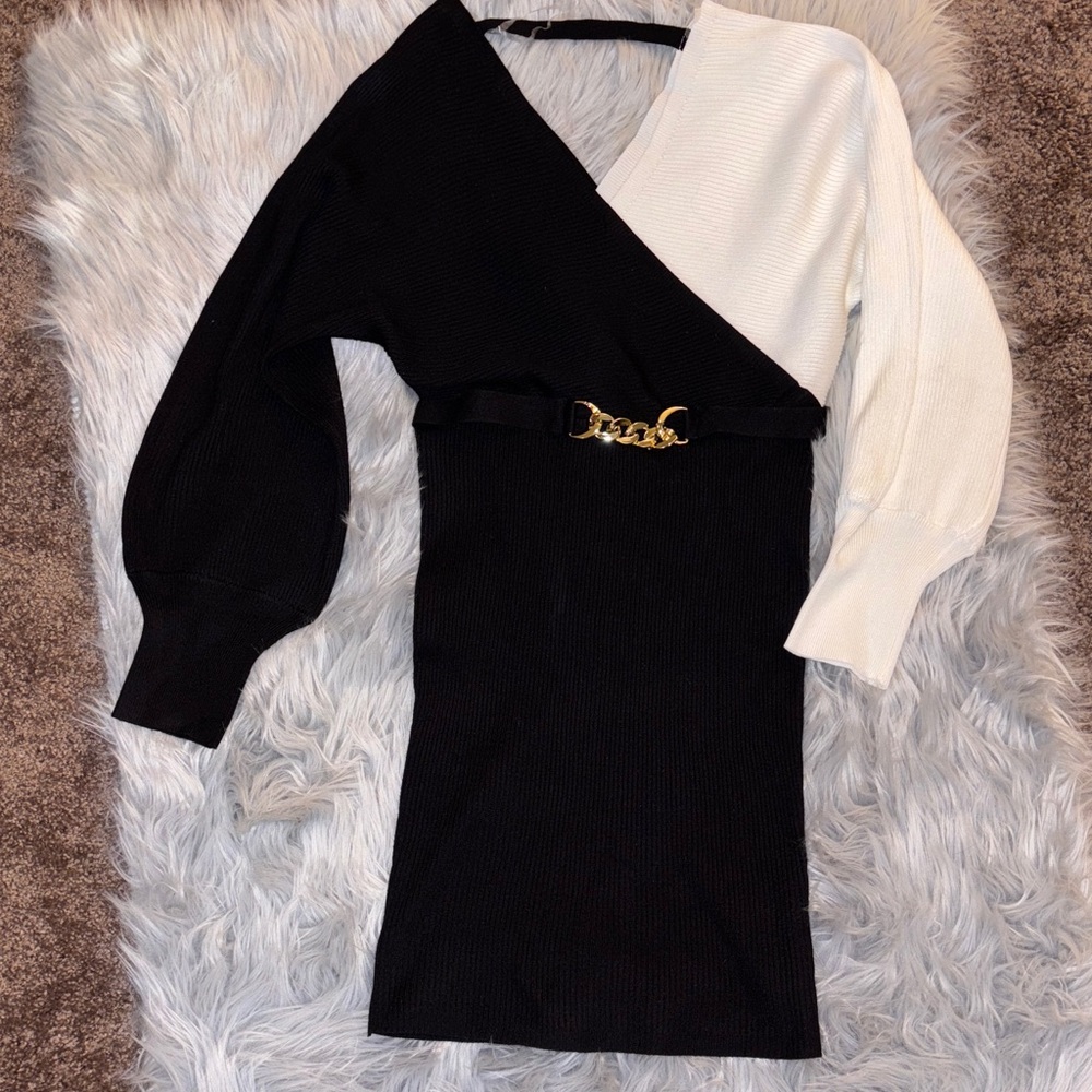 Black and White Sweater Dress